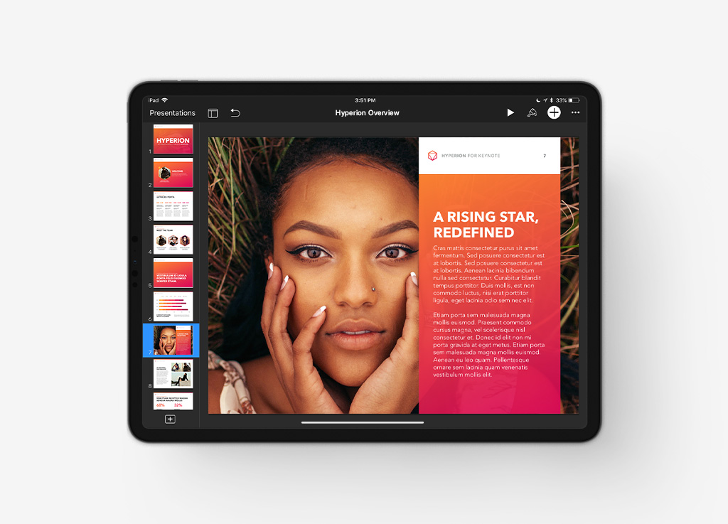Hyperion Overview in Keynote for iOS