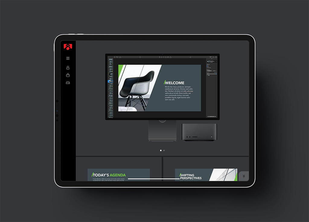 KeynotePro v4: Library page on iPad in Dark Mode