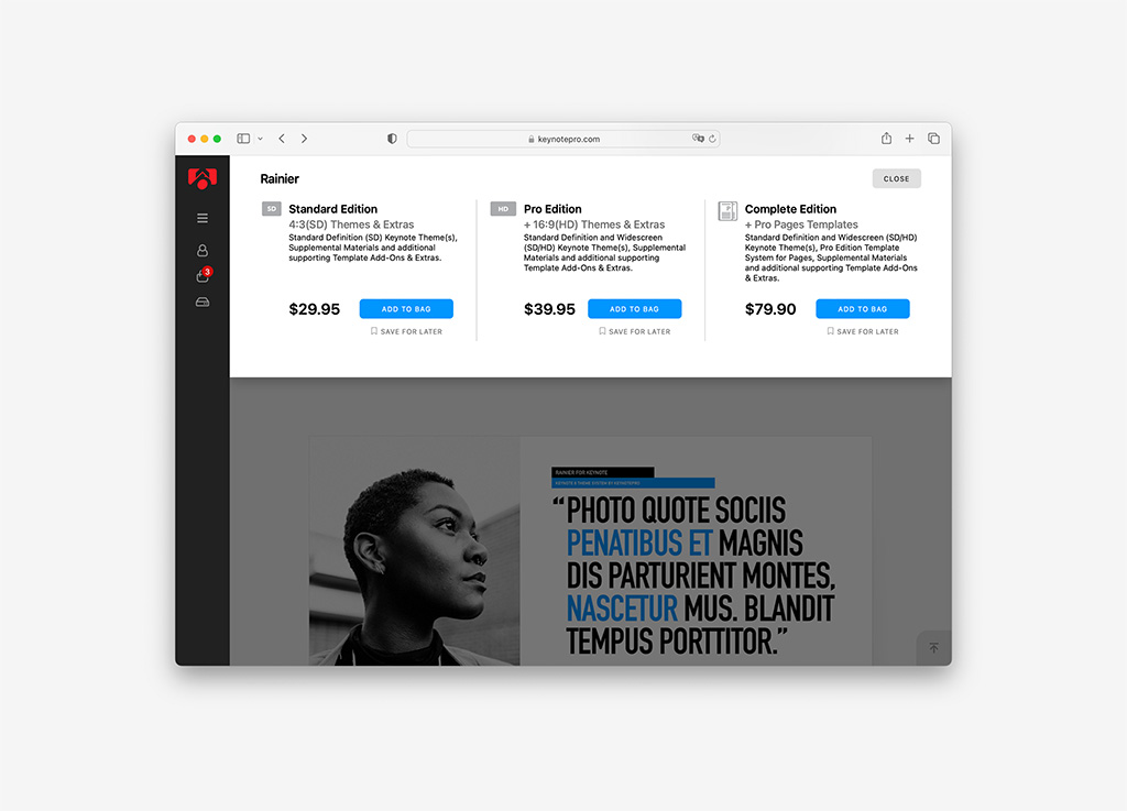 KeynotePro v4: Pricing Options when a Complete Edition theme is available