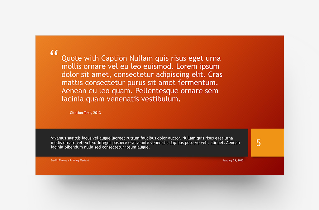 Berlin Theme - Default Variant, Quote with Caption slide