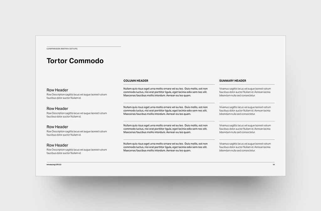 Comparison Matrix – Frame Light System