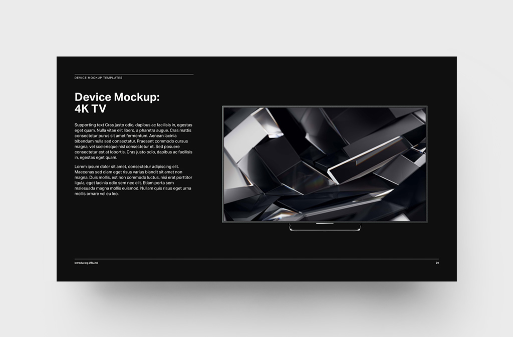 UTA:2 Toolkit Extensions – Frame Dark Device Mockup Templates: 4K TV